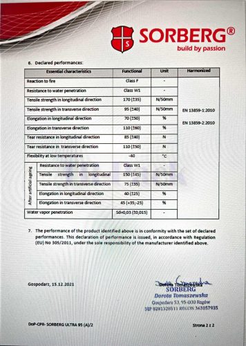 SORBERG 95g/m2, 3 rétegű páraáteresztő tetőfólia 75m2