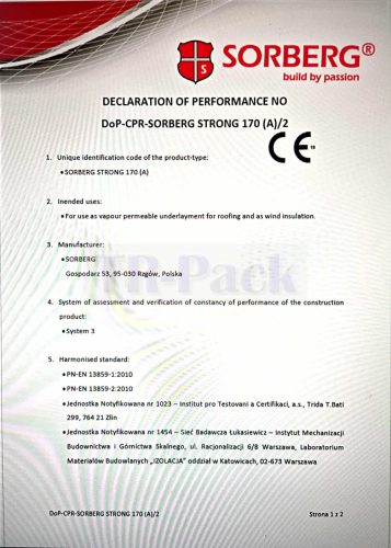 SORBERG MAXIMUM 200g/m2, 3 rétegű páraáteresztő tetőfólia 75m2